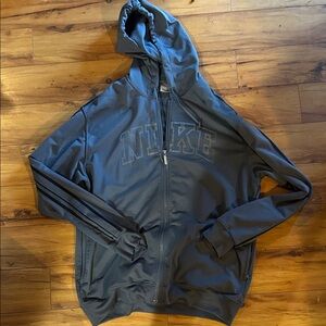 Nike Gray Full-Zip Jacket with Black Stripes